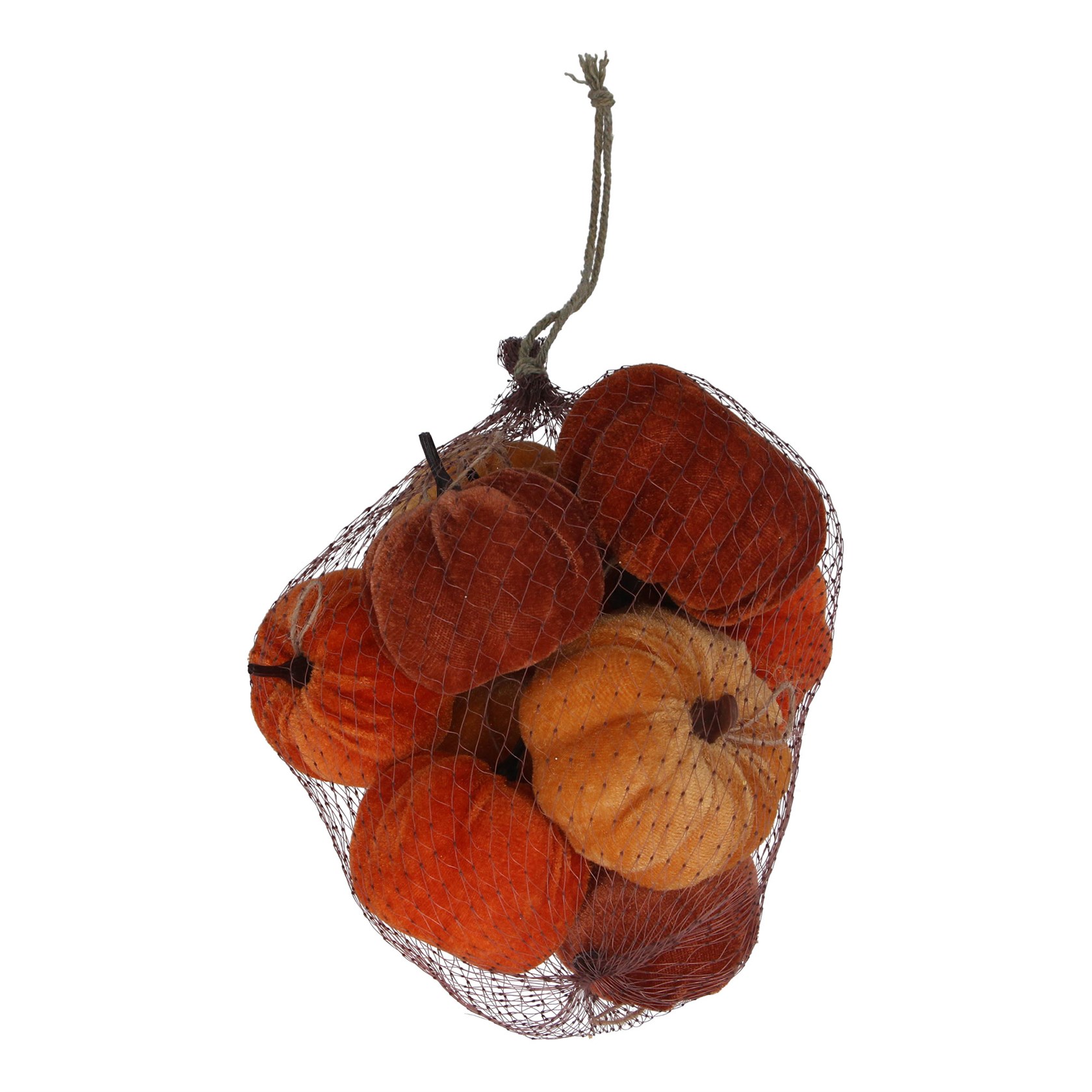 Gisela Graham Bag of Multicoloured Velvet Pumpkin Halloween Decorations