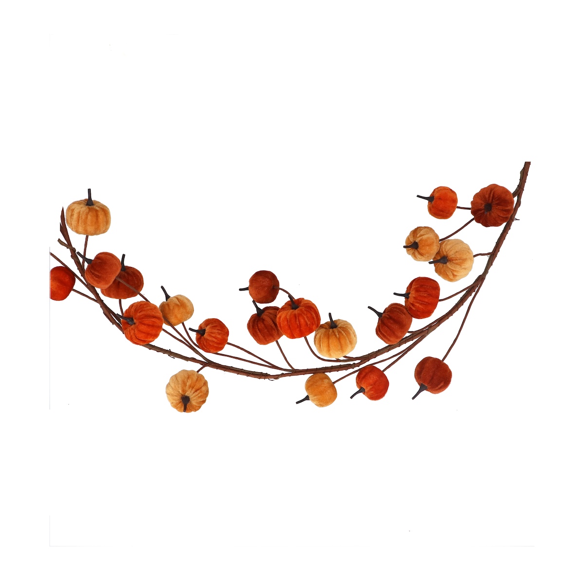 Gisela Graham Multicoloured Velvet Pumpkin Halloween Garland