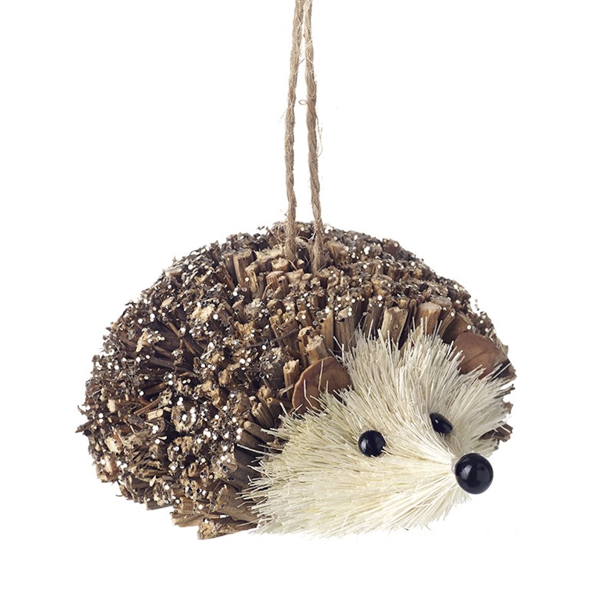 Heaven Sends Rustic Wooden Hedgehog with Glitter Christmas Decoration