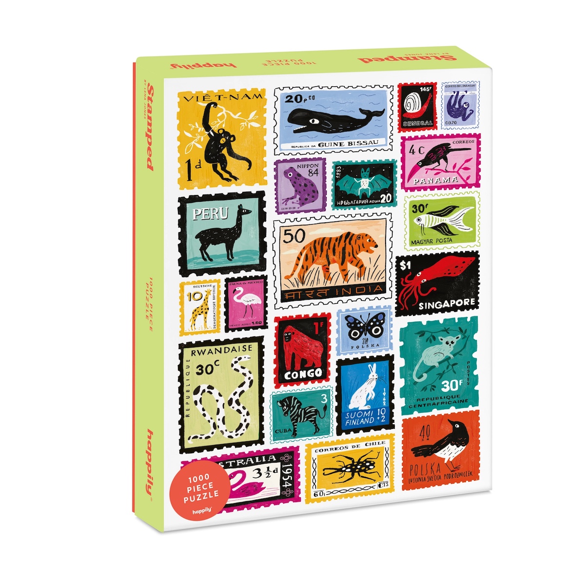 Happily Animal Stamps 1000 Piece Jigsaw Puzzle