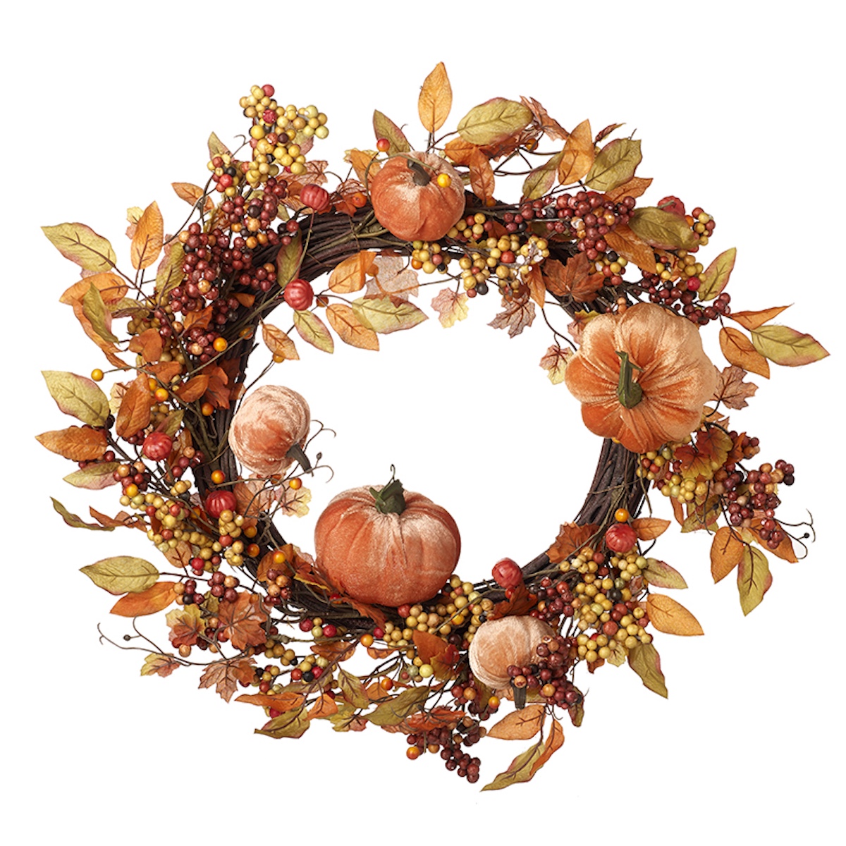 Heaven Sends Autumnal Velvet Pumpkin Halloween Wreath