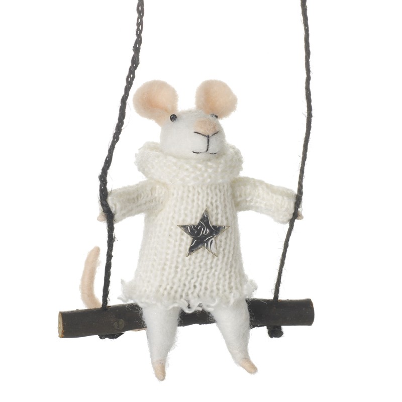 Heaven Sends Felt Mouse on Swing Christmas Tree Decoration