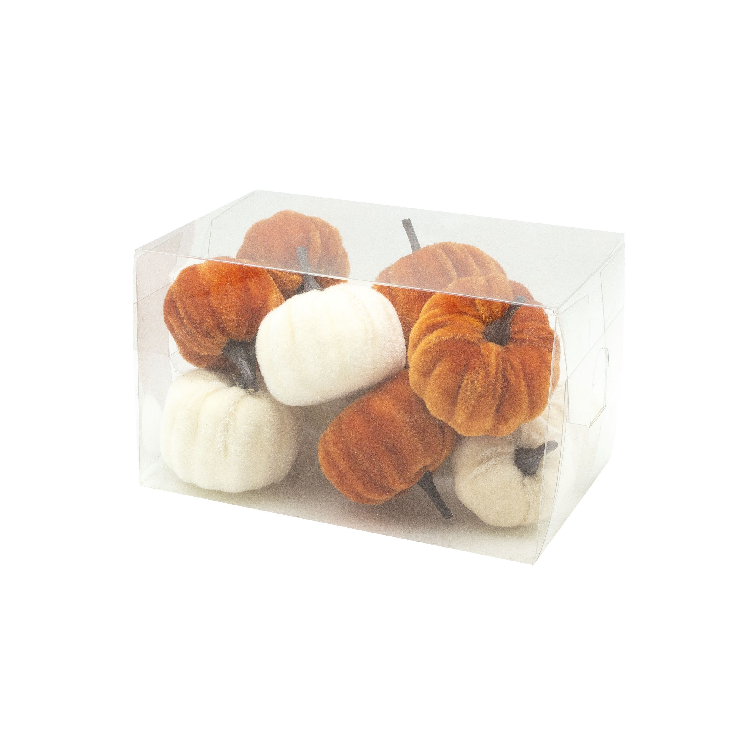 Heaven Sends Set of 12 Orange and Cream Velvet Pumpkin Halloween Decorations