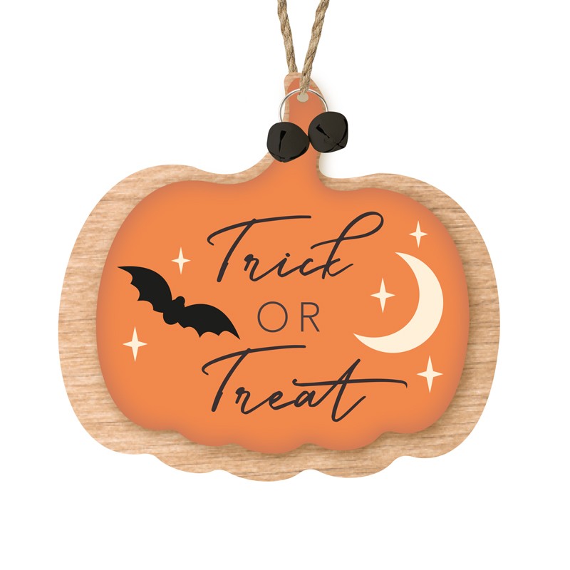 Heaven Sends Trick or Treat Wooden Pumpkin Decoration