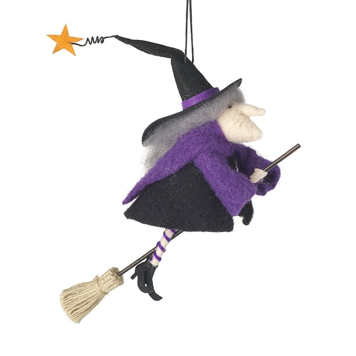 Heaven Sends Felt Witch on Broom Halloween Decoration