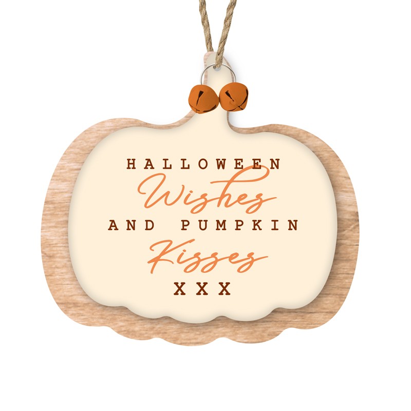 Heaven Sends Halloween Wishes and Pumpkin Kisses Wooden Decoration