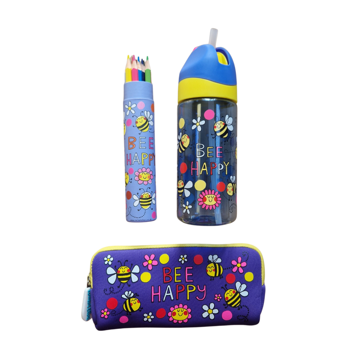 Rachel Ellen Bee Happy Stationery and Water Bottle Gift Set