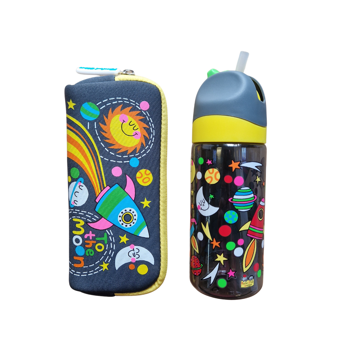 Rachel Ellen To The Moon Pencil Case and Water Bottle Gift Set