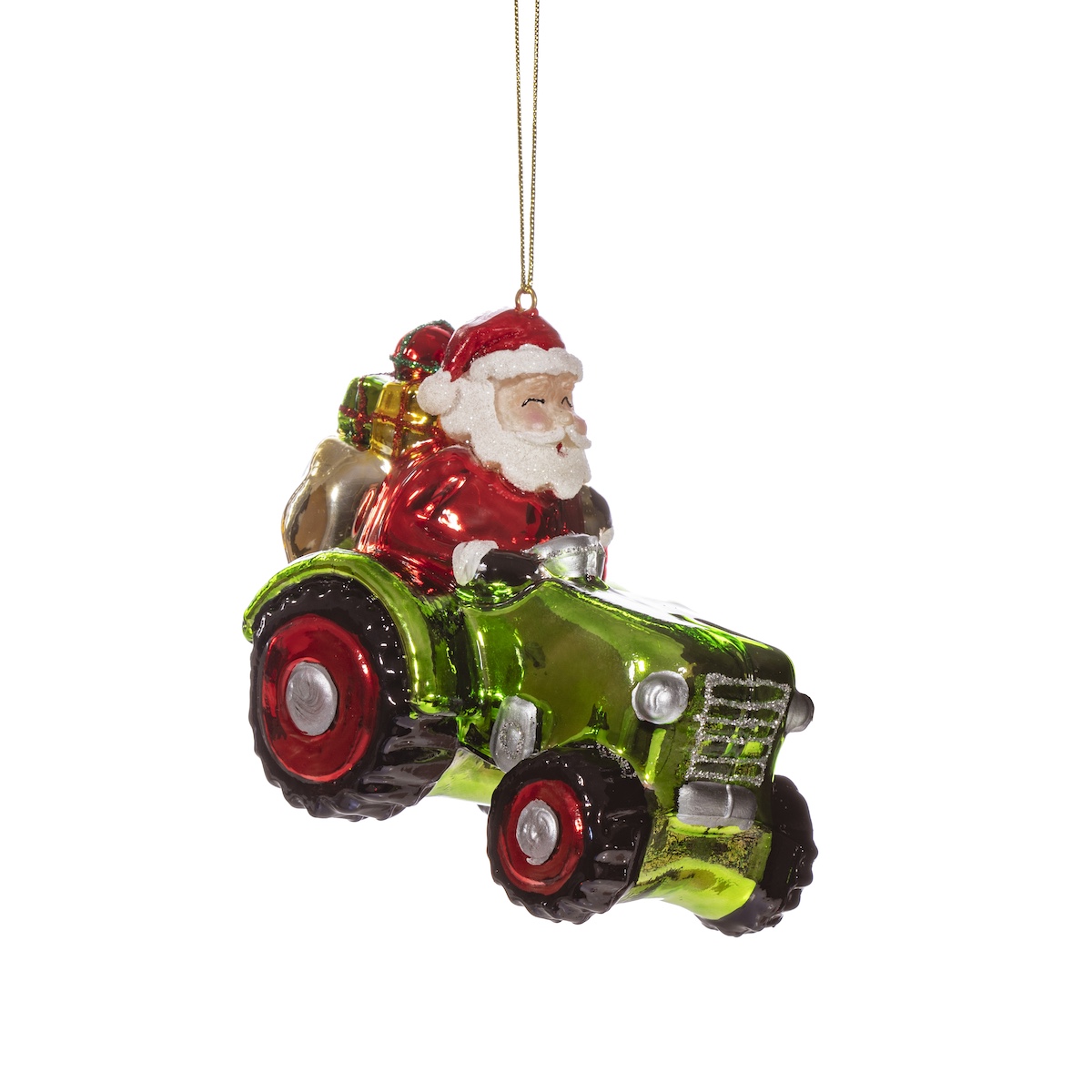 Sass & Belle Santa in a Tractor Christmas Tree Decoration