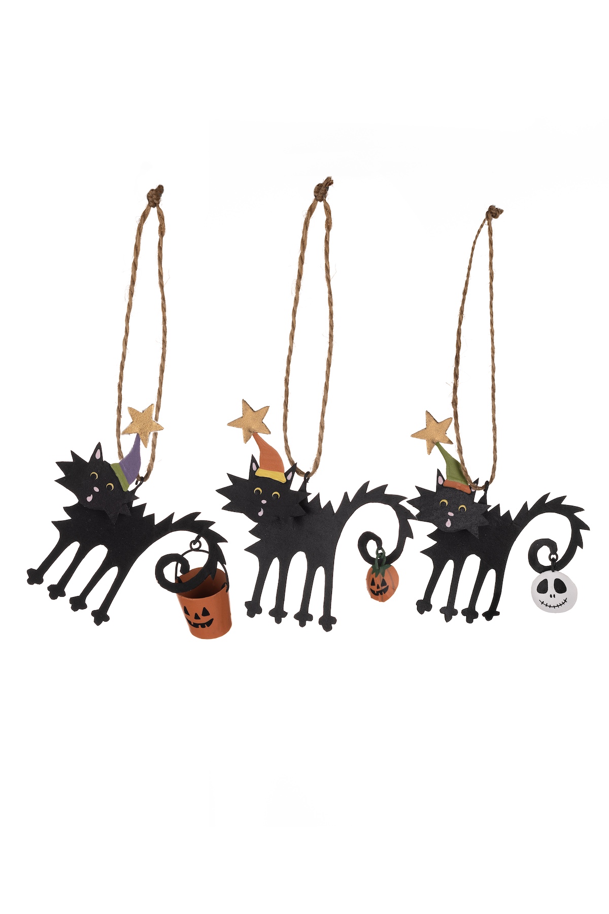 Shoeless Joe Set of Three Metal Scaredy Cats Halloween Decorations