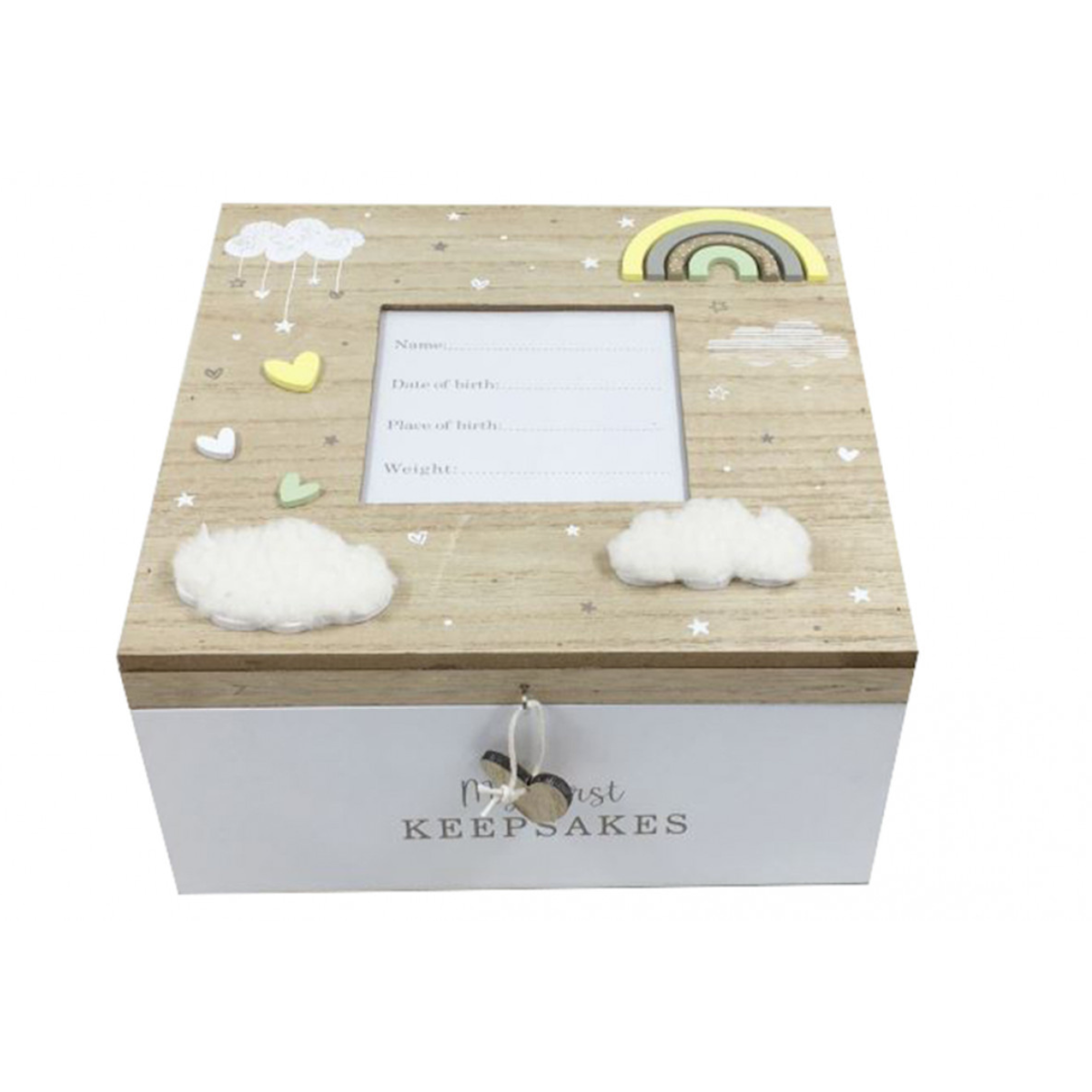 Sil Interiors Wooden Rainbow and Cloud Design Baby Keepsake Box