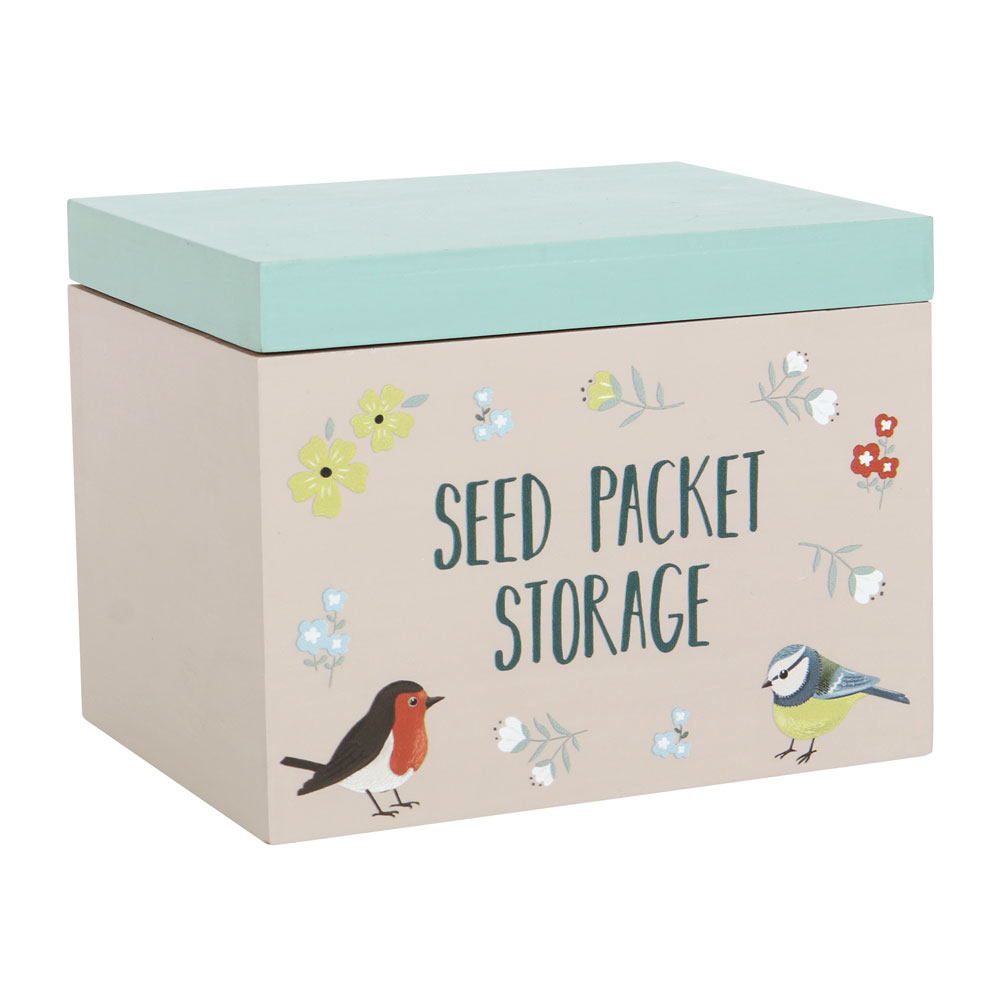 Wooden Seed Packet Storage Box with Dividers by Something Different  Gardening